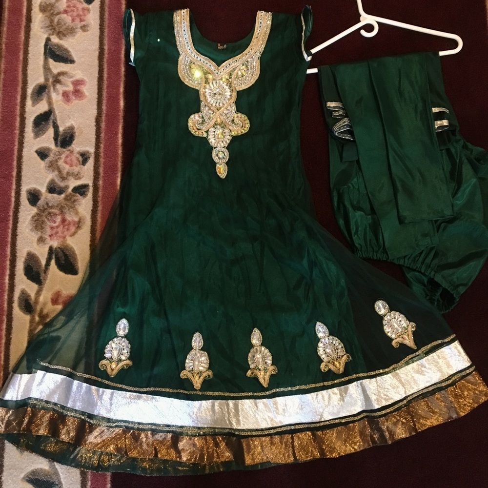 Green anarkali salwar kameez